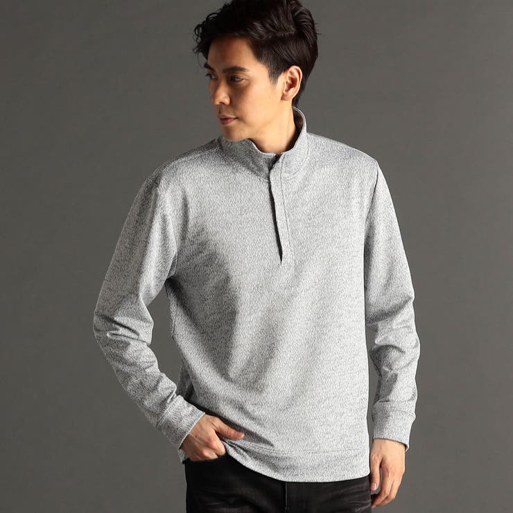 19ライトグレー | メランジジャカード スタンドジッププルオーバー | NICOLE