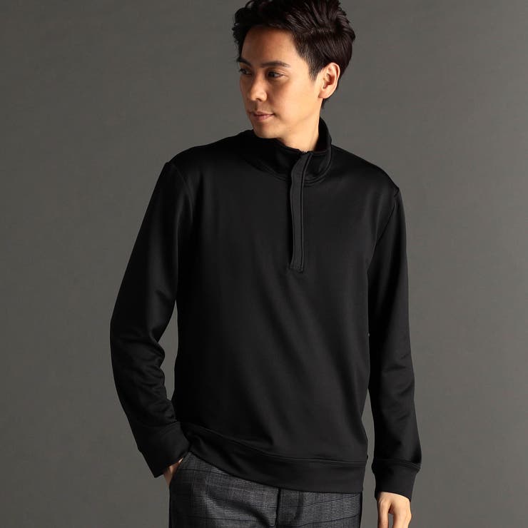 49ブラック | メランジジャカード スタンドジッププルオーバー | NICOLE