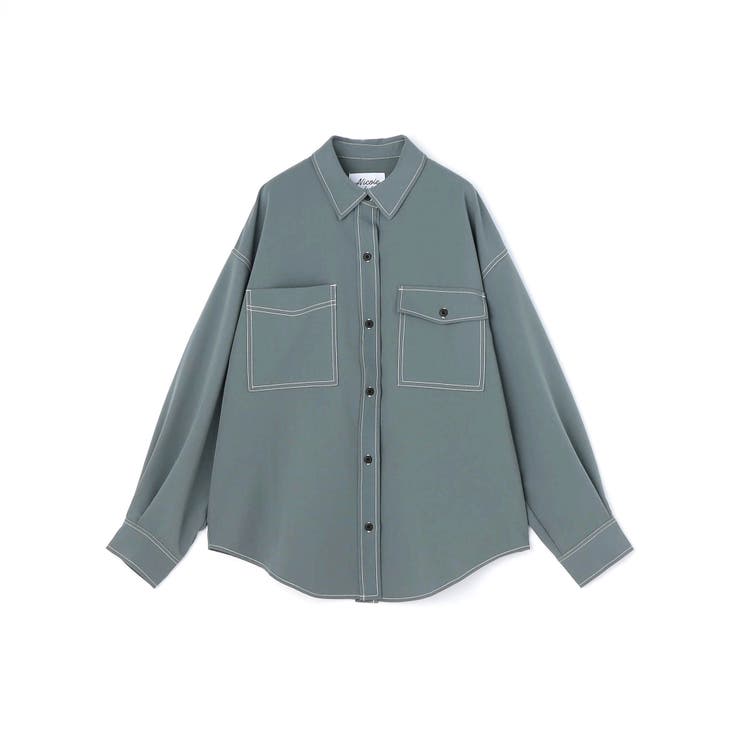 配色ステッチルーズCPOシャツ | NICOLE | 詳細画像3 