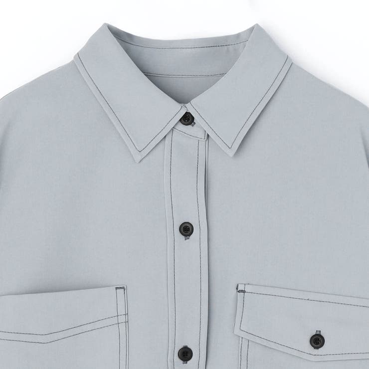 配色ステッチルーズCPOシャツ | NICOLE | 詳細画像6 