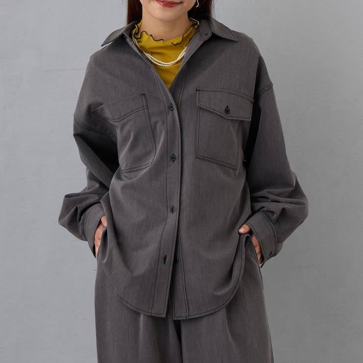 39チャコールグレー | 配色ステッチルーズCPOシャツ | NICOLE