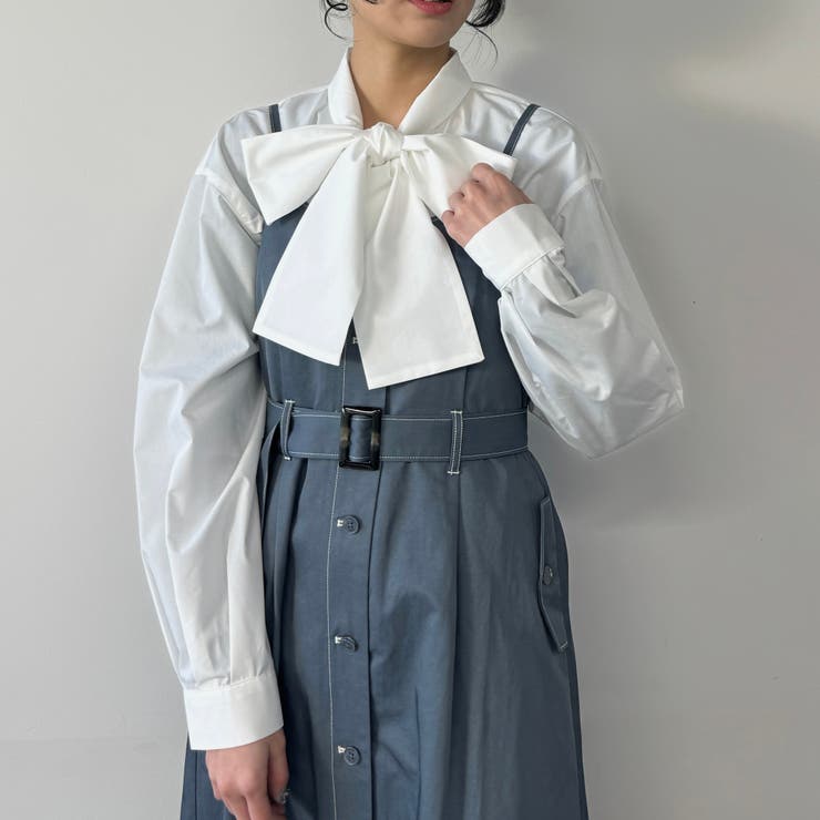 28オフホワイト | フロントタックボウタイブラウス | NICOLE