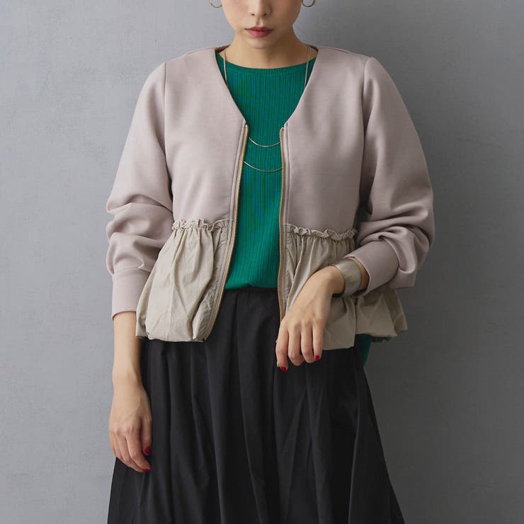 異素材切替ブルゾン | NICOLE | 詳細画像1 