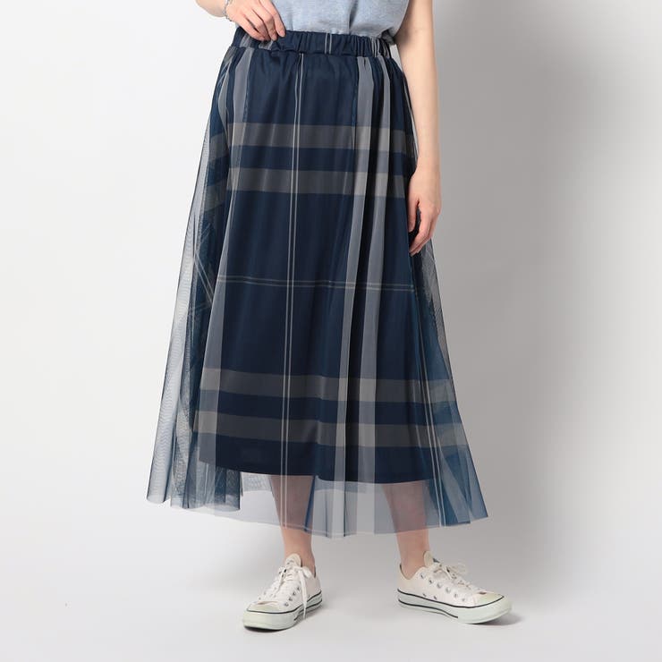 67ネイビー | チュールチェックスカート | NICOLE