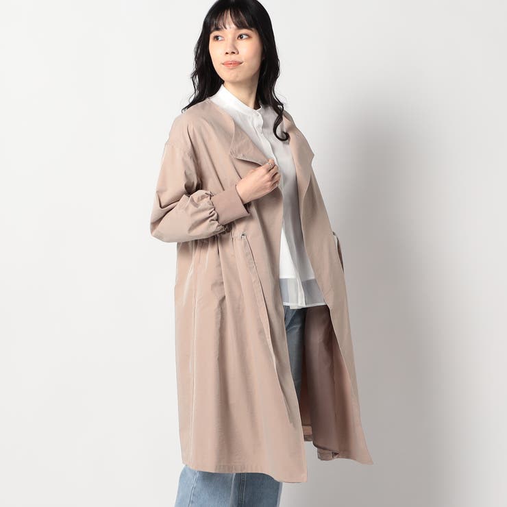 ウエスト絞り ノーカラーコート[品番：NICW0006345]｜NICOLE