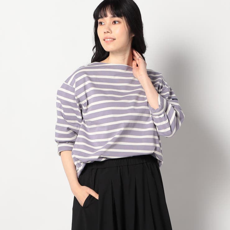 80パープル | 【日本製】 デラヴェ天竺 ボーダーカットソー | NICOLE