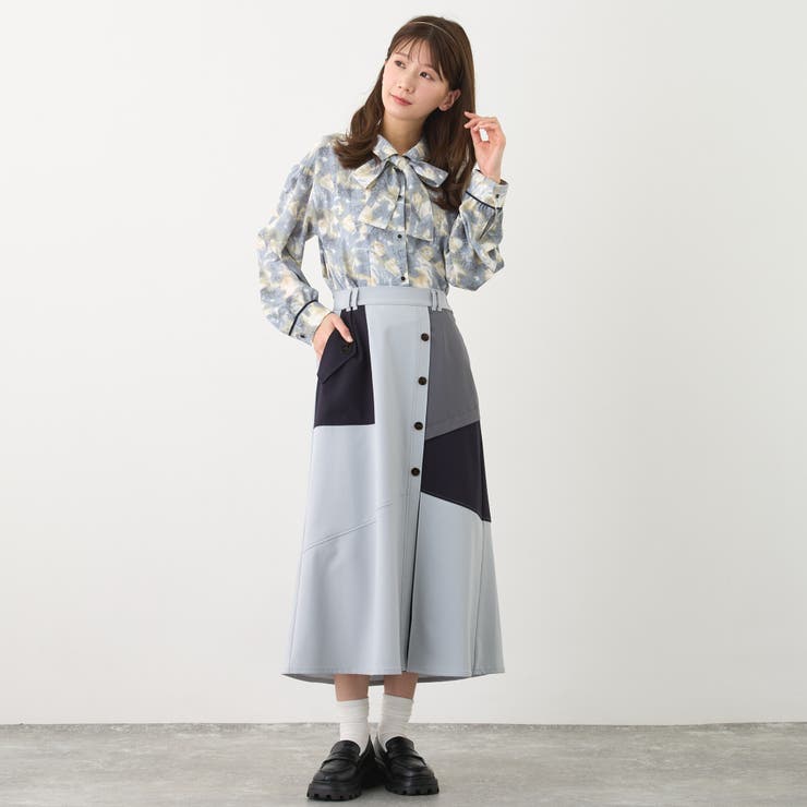 アシンメトリーバイカラースカート | NICOLE | 詳細画像16 