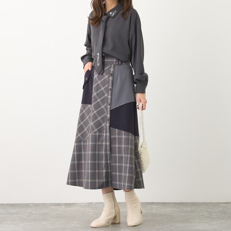 アシンメトリーバイカラースカート | NICOLE | 詳細画像20 