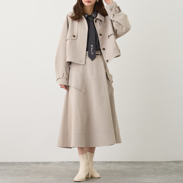 トレンチ風フレアスカート チャコールグレー 179/WG NICOLE トレンチ風フレアスカート チャコールグレー 179/WG NICOLE