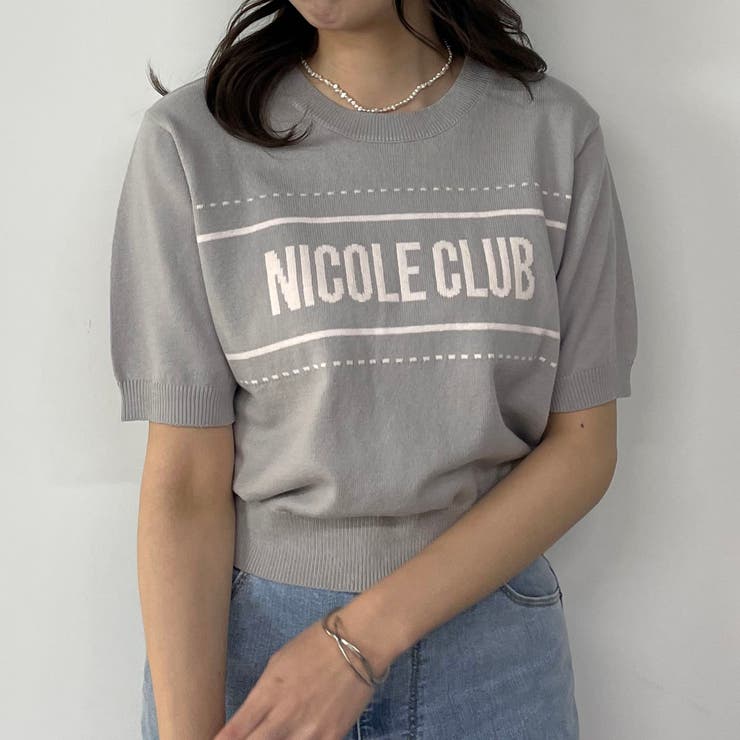 ラインロゴ半袖ニットプルオーバー | NICOLE | 詳細画像1 