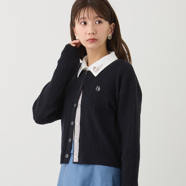 67ネイビー | リングドットカーディガン | NICOLE