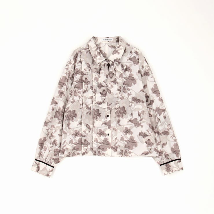 ボウタイ付きアシンメトリー柄シャツ | NICOLE | 詳細画像2 