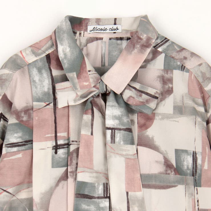 ボウタイ付きアシンメトリー柄シャツ | NICOLE | 詳細画像6 
