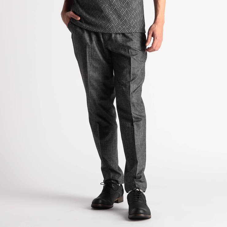 49ブラック | ブライトシャンブレー イージースラックス | NICOLE