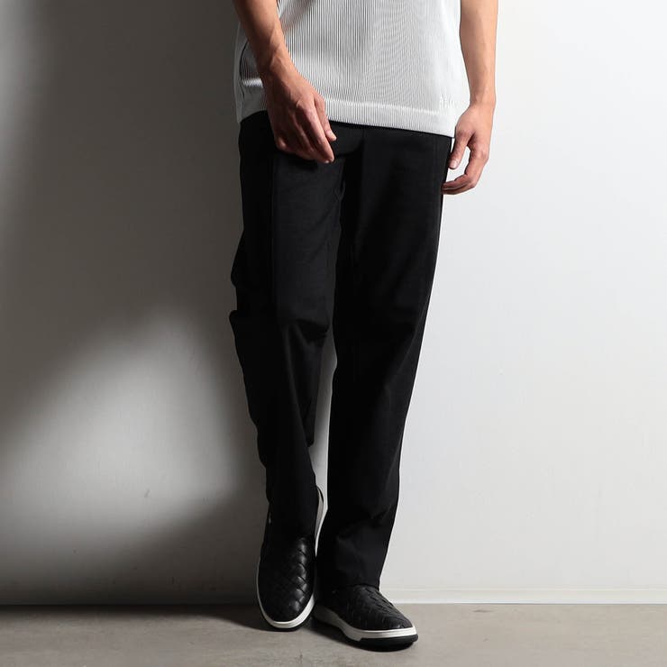 49ブラック | 【RIELABO】レザーライクジャージ イージーパンツ | NICOLE