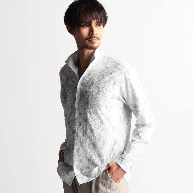 09ホワイト | アラカルトプリント スタンドカラーシャツ | NICOLE