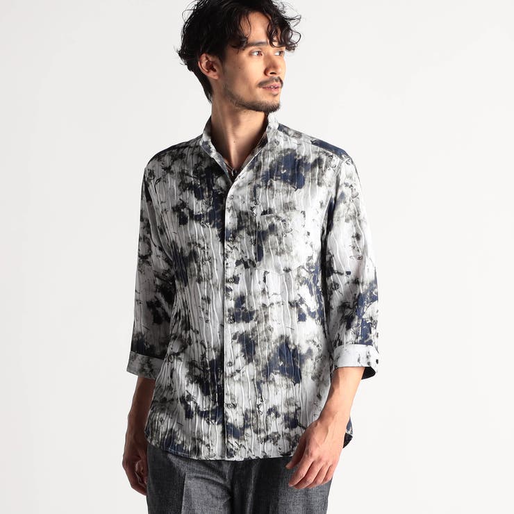 91その他2 | アラカルトプリント ７分袖ショートスタンドカラーシャツ | NICOLE