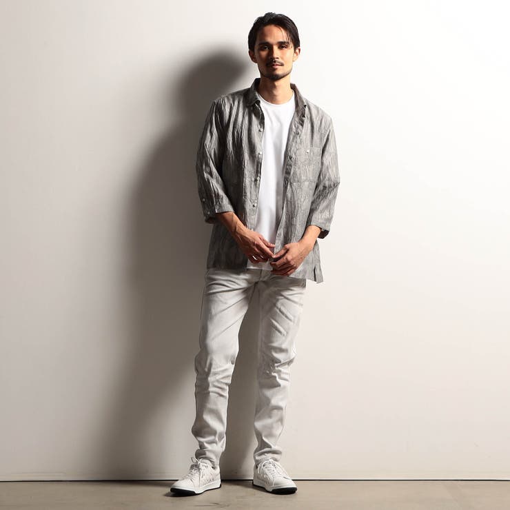 【RIELABO】シアージャカード ７分袖ショートレギュラーカラーシャツ | NICOLE | 詳細画像2 