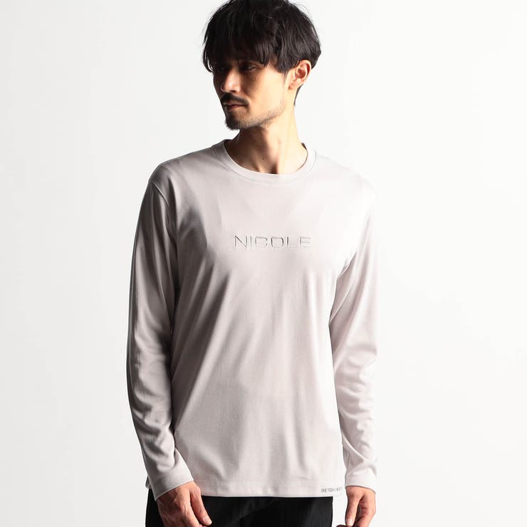 19ライトグレー | ロゴ刺繍長袖Tシャツ | NICOLE