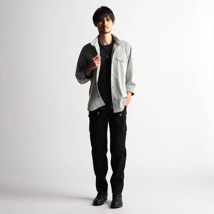 ラッセルストライプスタンドカラー7分袖シャツ | NICOLE | 詳細画像2 