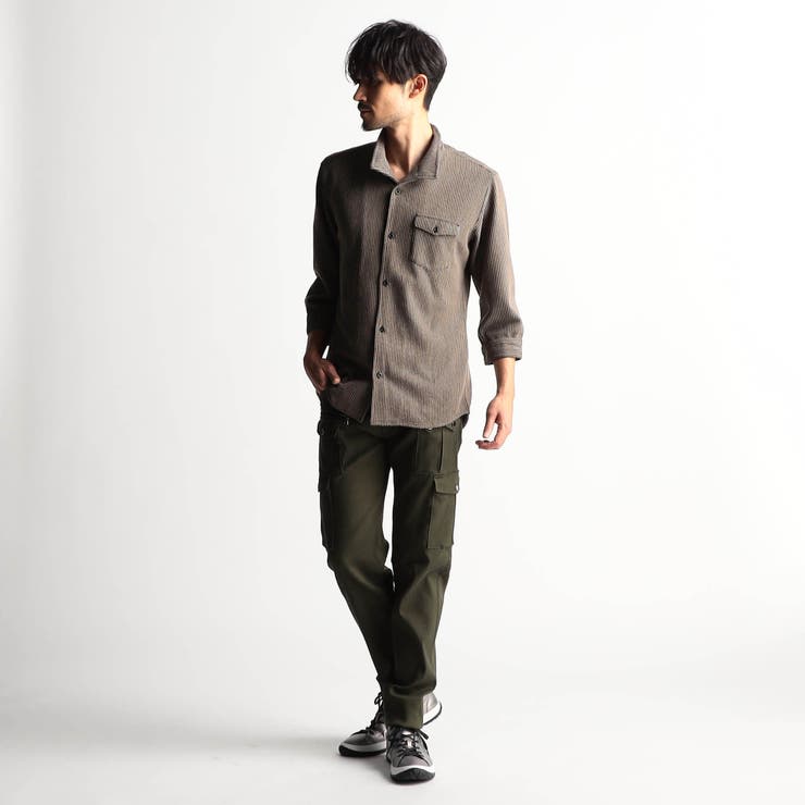 ラッセルストライプスタンドカラー7分袖シャツ | NICOLE | 詳細画像3 