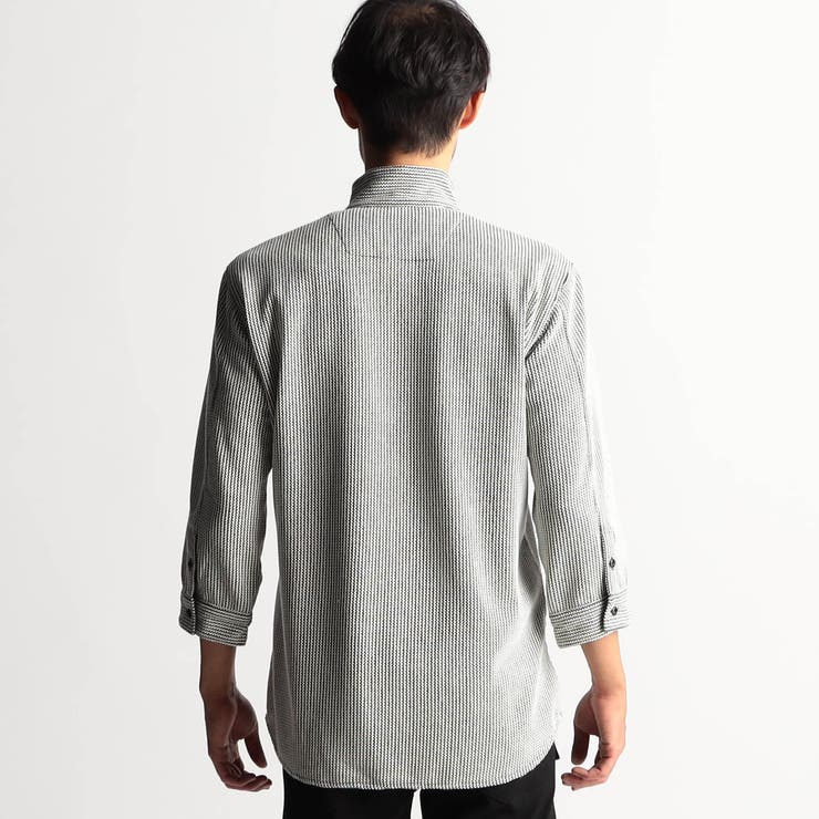 ラッセルストライプスタンドカラー7分袖シャツ | NICOLE | 詳細画像6 