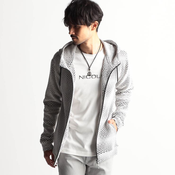 91その他2 | ジオメトリックジャガードフードパーカー | NICOLE