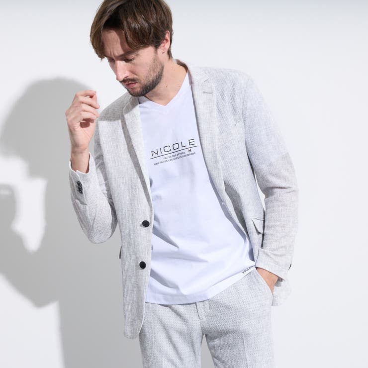 19ライトグレー | シアージャガードニットジャケット | NICOLE
