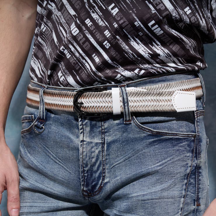 09ホワイト | ストレッチメッシュベルト | NICOLE