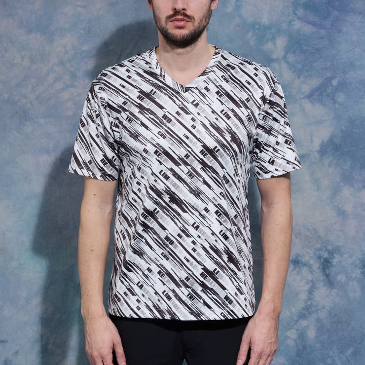 バイアスグラデーションロゴプリントVネック半袖Ｔシャツ | NICOLE | 詳細画像5 