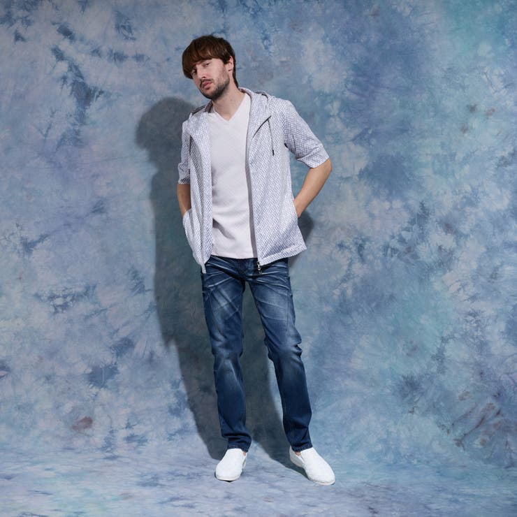 ジオメトリックプリント5分袖フードパーカー | NICOLE | 詳細画像2 