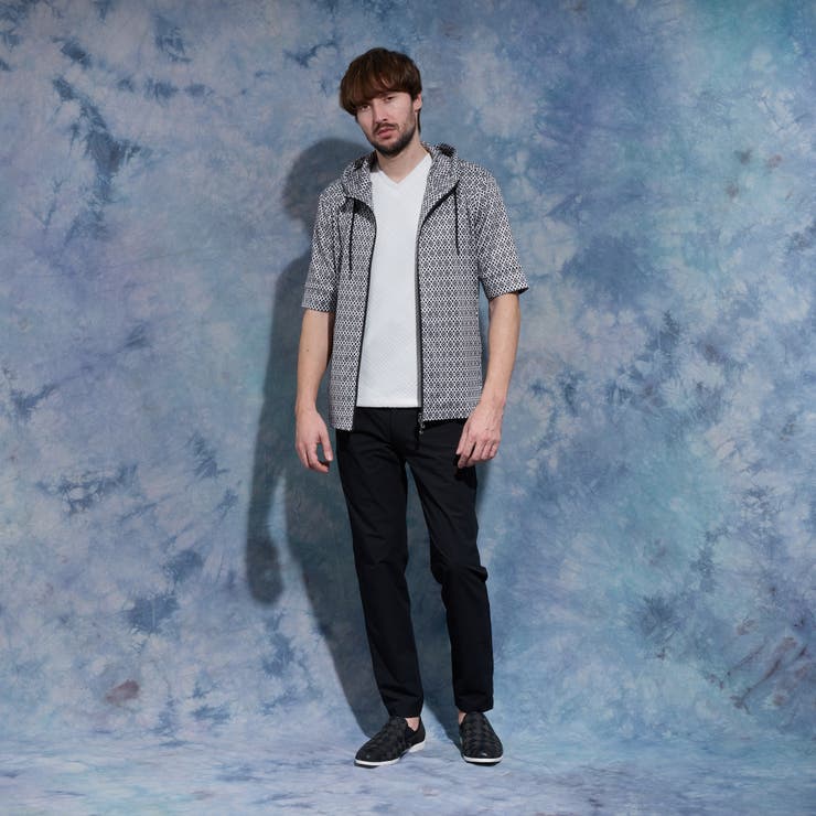 ジオメトリックプリント5分袖フードパーカー | NICOLE | 詳細画像3 