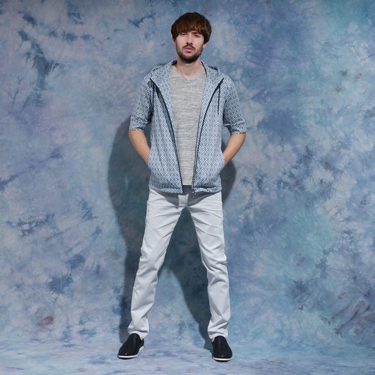 ジオメトリックプリント5分袖フードパーカー | NICOLE | 詳細画像4 