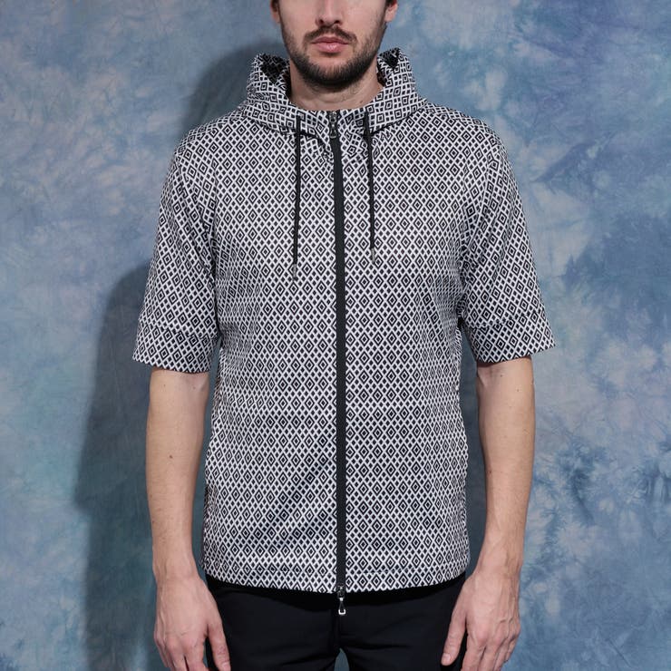 ジオメトリックプリント5分袖フードパーカー | NICOLE | 詳細画像5 