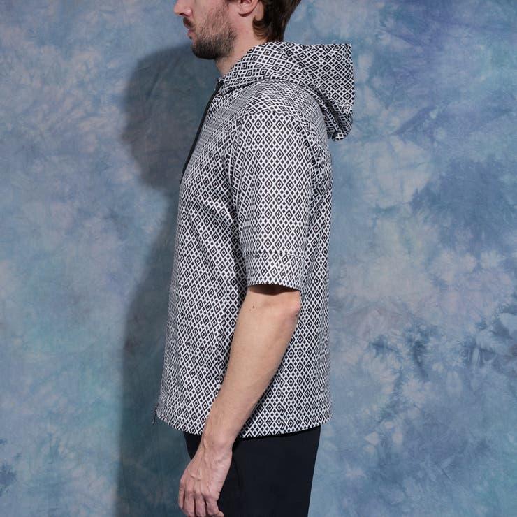 ジオメトリックプリント5分袖フードパーカー | NICOLE | 詳細画像6 