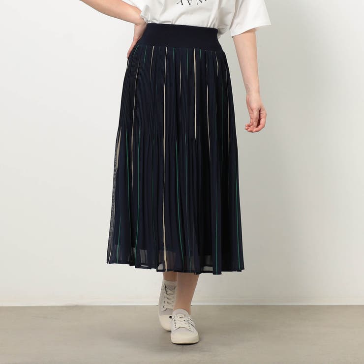 67ネイビー | 【WALDO】ストライプウエストリブスカート | NICOLE