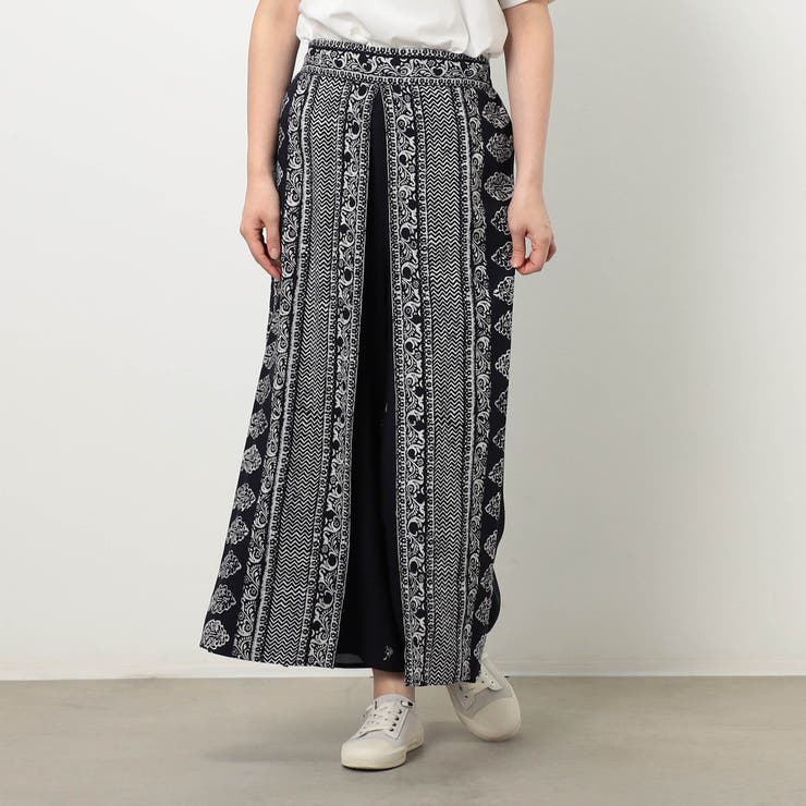 67ネイビー | 【WALDO】パネル柄プリントパンツ | NICOLE