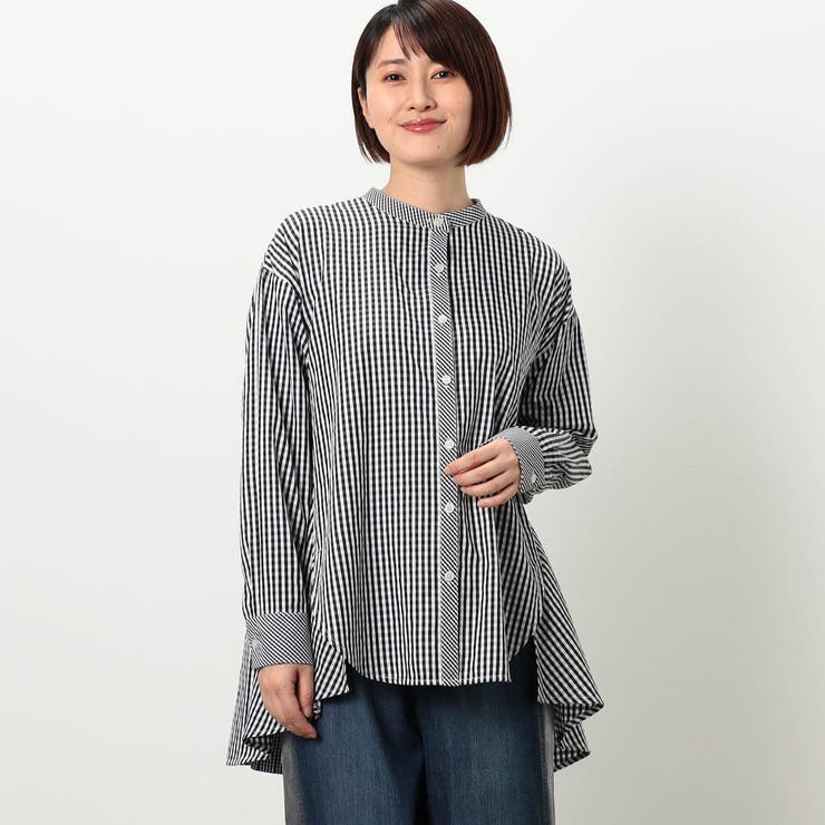 49ブラック | 【WALDO】バックプリーツバンドカラーシャツ | NICOLE