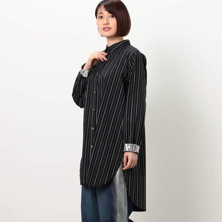 49ブラック | 【WALDO】ストライプテープロゴ入りシャツ | NICOLE