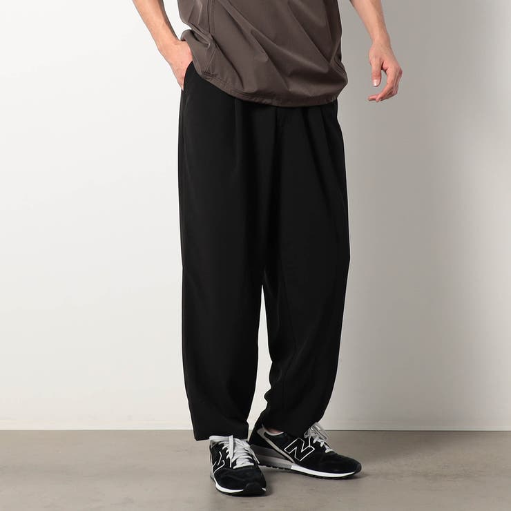 49ブラック | メッシュワイドテーパードパンツ | NICOLE