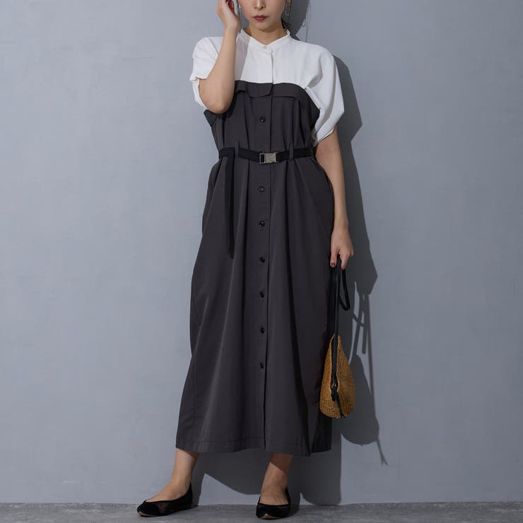 39チャコールグレー | ドッキングワンピース | NICOLE