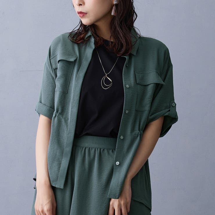 46カーキ | ウエストドロスト半袖シャツ | NICOLE