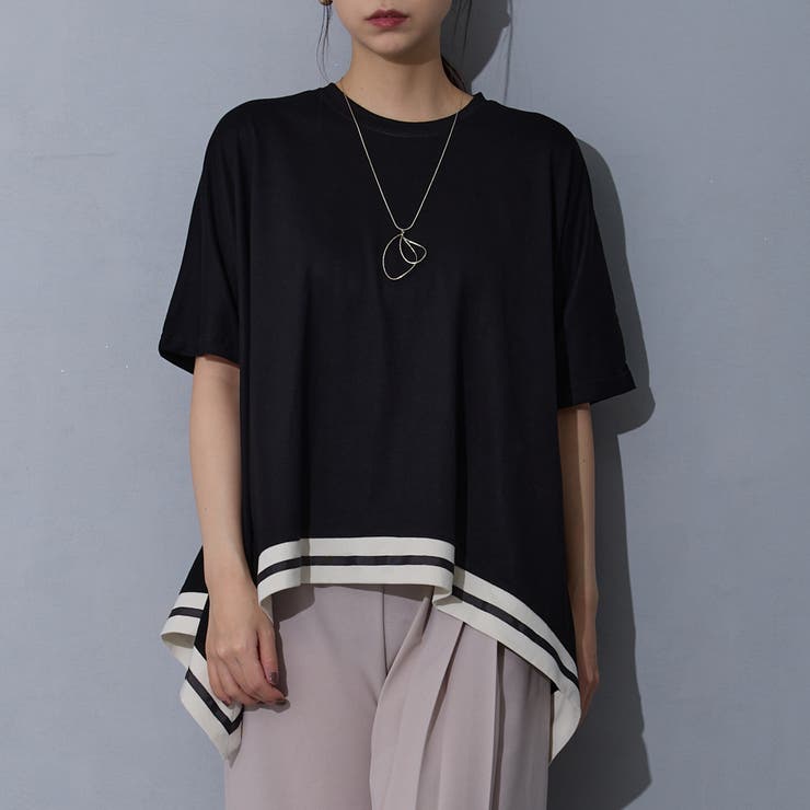 49ブラック | ハンカチヘムTシャツ | NICOLE