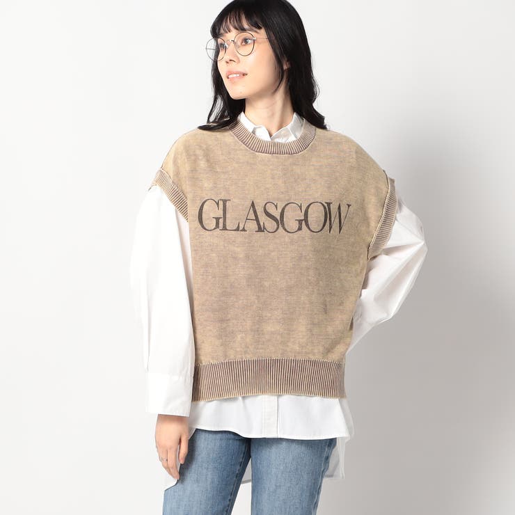 13ブラウン | ケミカルウォッシュロゴベスト | NICOLE