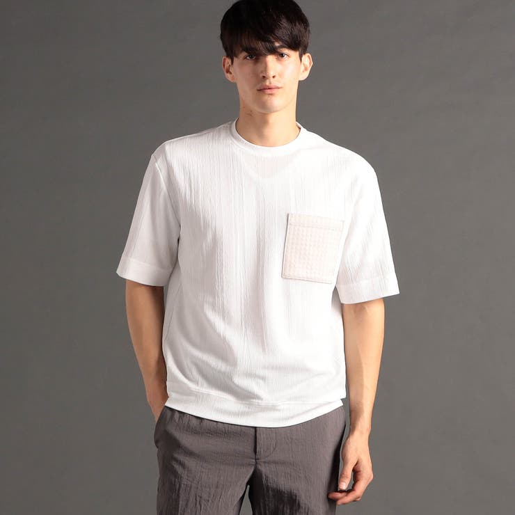 ワッシャーストレッチ クルーネックTシャツ[品番：NICW0006758