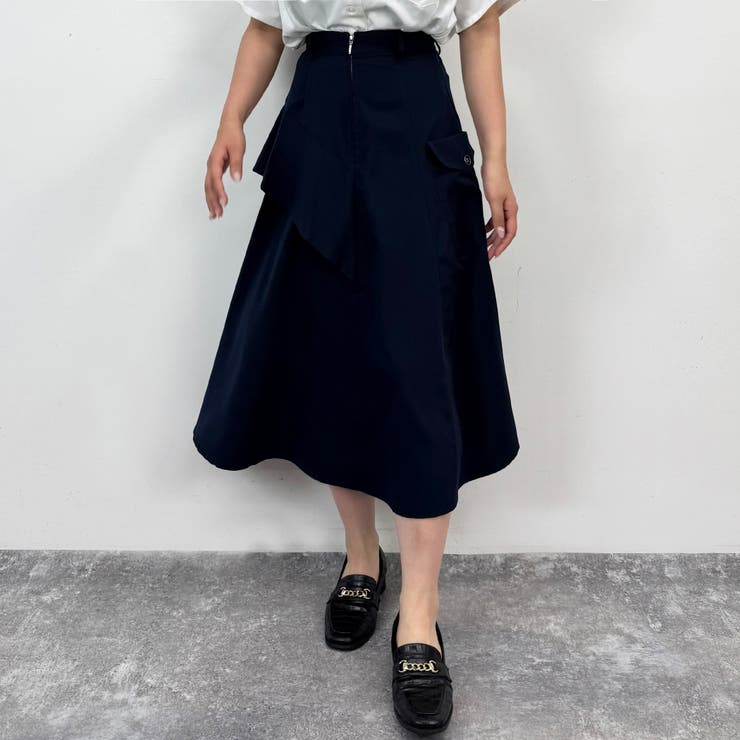 67ネイビー | トレンチアシメスカート | NICOLE