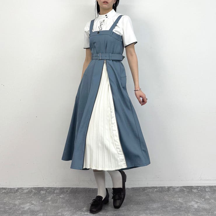 60ブルー | ファスナースリットジャンパースカート | NICOLE