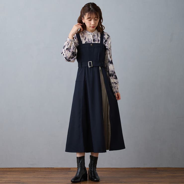 67ネイビー | ファスナースリットジャンパースカート | NICOLE