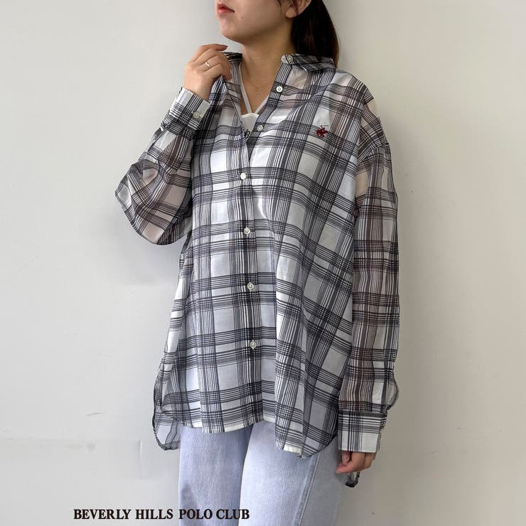 BEVERLY HILLS POLO CLUB】シアーチェックシャツ[品番 BEVERLY HILLS POLO CLUB】シアーチェックシャツ[品番