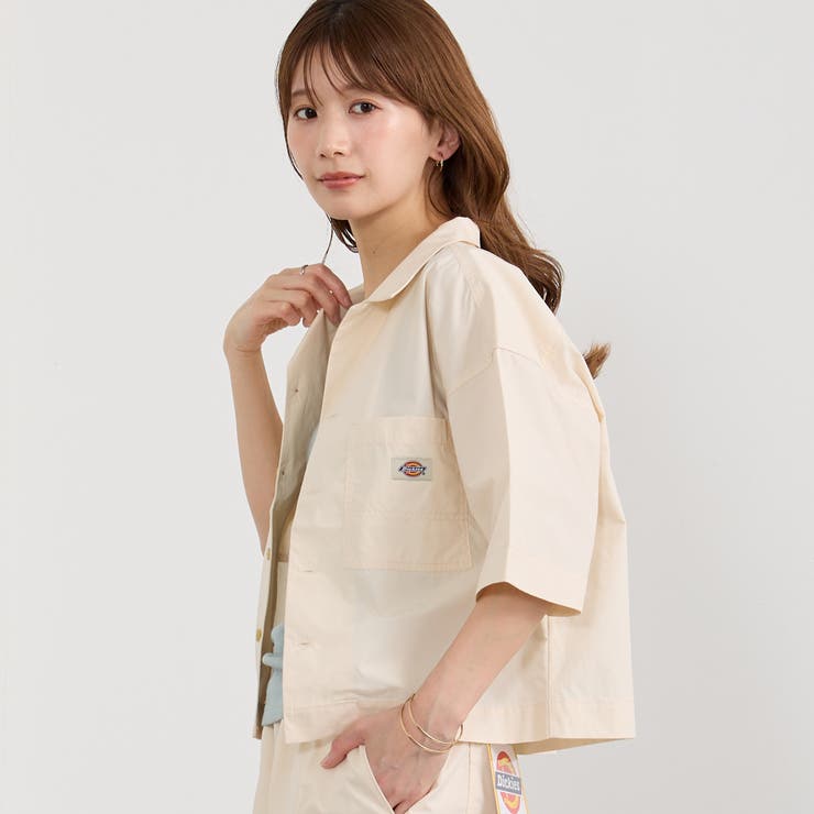 28オフホワイト | 【Dickies】オープンカラークロップドシャツ | NICOLE